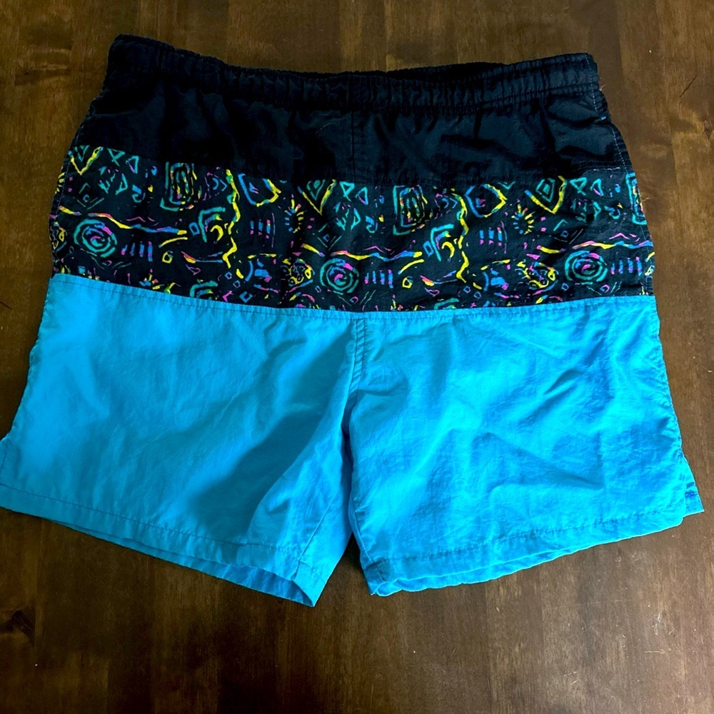 Vintage Surf Rags Mens L 80s 90s Swim Trunks Bottoms Retro Beach Surfing‎ Pool